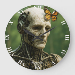 Fantasy Cute Surrealism Butterfly Face Large Clock