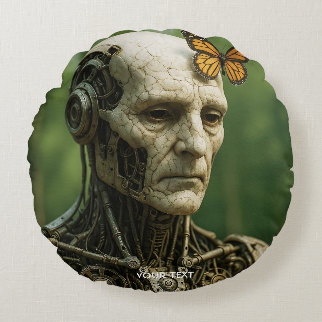 Fantasy Cute Surrealism Butterfly Face Round Pillow (Front)