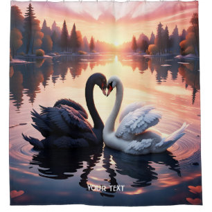 Fantasy Cute Swan Lake Sunset