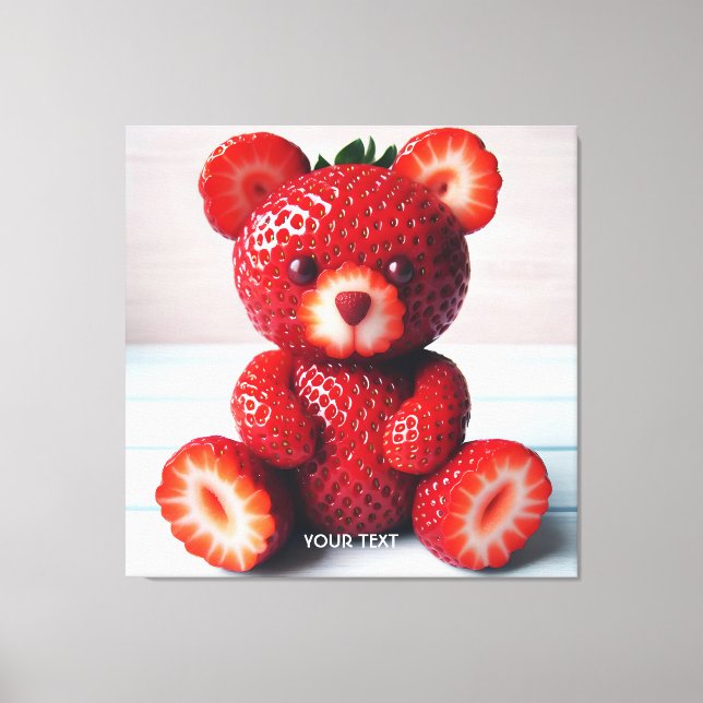 Fantasy Cute Sweet Strawberries Bear Canvas Print (Front)