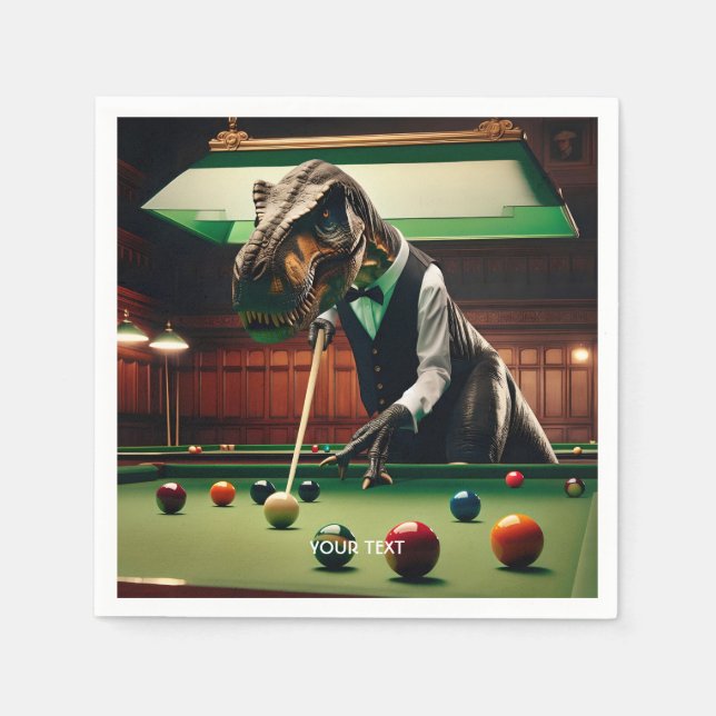 Fantasy Cute T-rex Playing Snooker Napkin (Front)