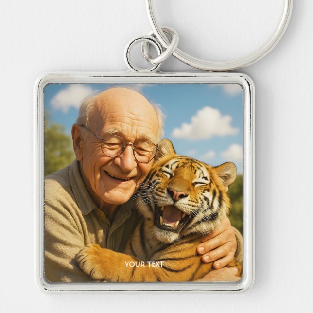 Fantasy Cute Tiger Old Man Keychain (Front)