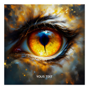 Fantasy Cute Tiger Orange Eye Poster