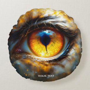 Fantasy Cute Tiger Orange Eye Round Pillow