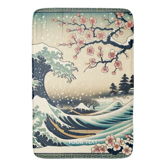Fantasy Cute Traditional Japanese Landscape Bath Mat (Front Vertical)