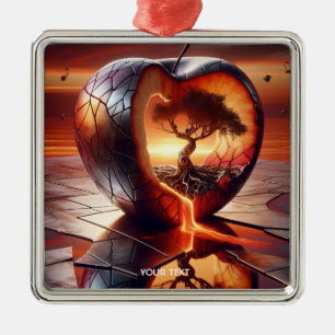 Fantasy Cute Tree Apple Fire Metal Ornament
