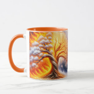 Fantasy Cute Tree Fire Snow Mug