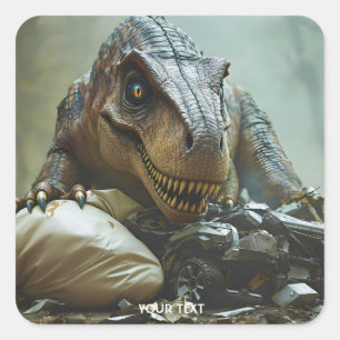 Fantasy Cute Trex Wreck Car Square Sticker