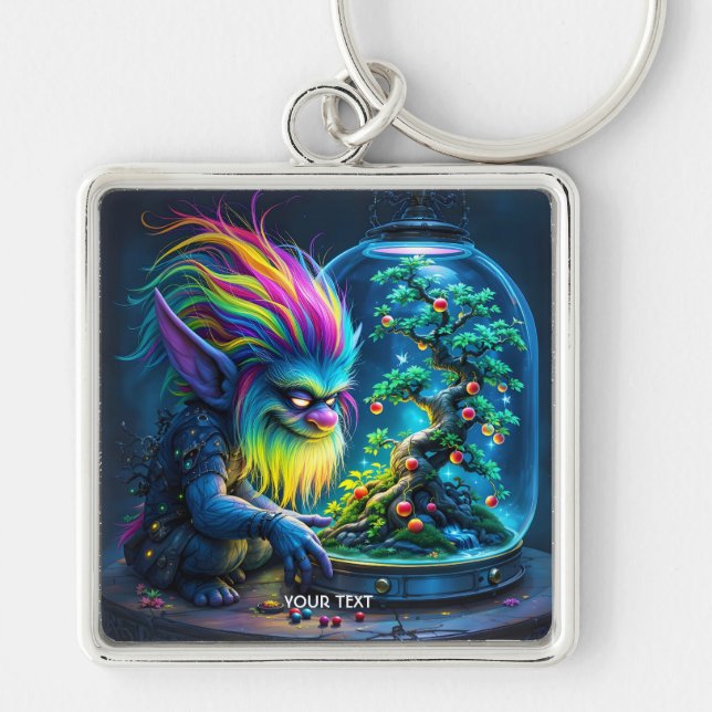 Fantasy Cute Troll Bonsai Tree Keychain (Front)