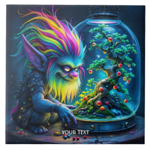 Fantasy Cute Troll Bonsai Tree Tile