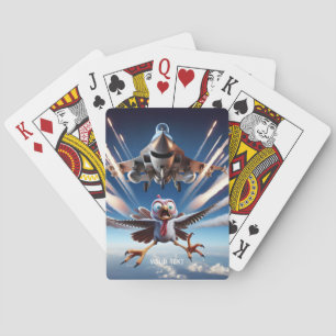 Fantasy Cute Turkey Fighter Plane Playing Cards