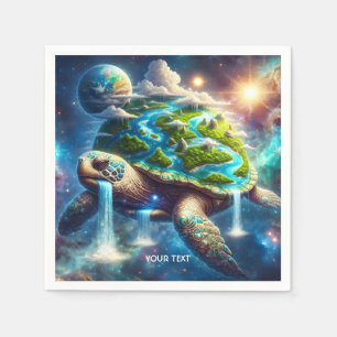 Fantasy Cute Turtle Space Earth Napkin