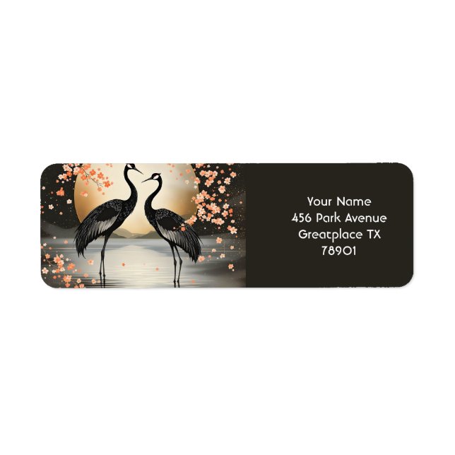 Fantasy Cute Two Black Cranes  (Front)