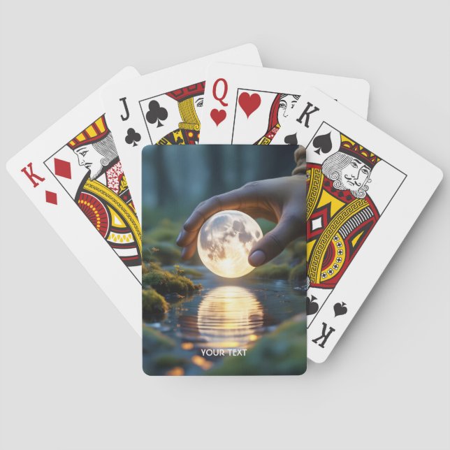 Fantasy Cute Two Fingers Moon Playing Cards (Back)