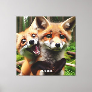 Fantasy Cute Two Foxes Forest Canvas Print