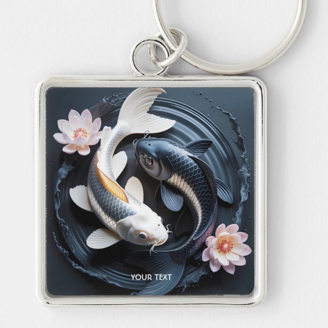 Fantasy Cute Two Koi Fish Keychain (Front)