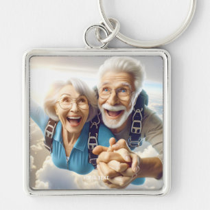 Fantasy Cute Two People Skydiving Keychain