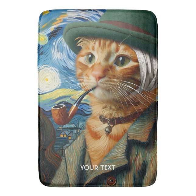 Fantasy Cute Van Gogh Hat Bath Mat (Front Vertical)