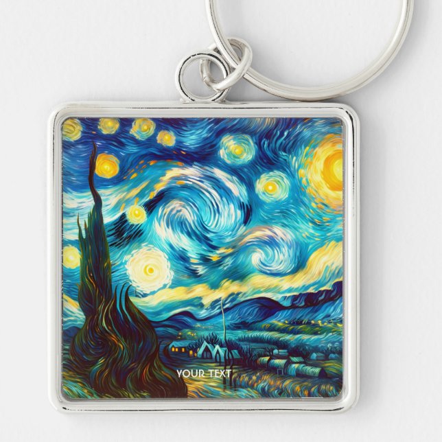Fantasy Cute Van Gogh Inspired Keychain (Front)