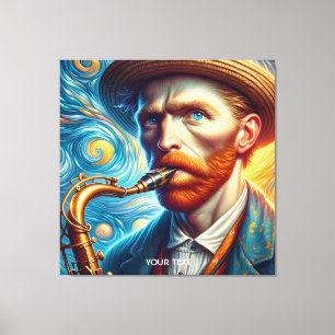 Fantasy Cute Van Gogh Saxophone Canvas Print