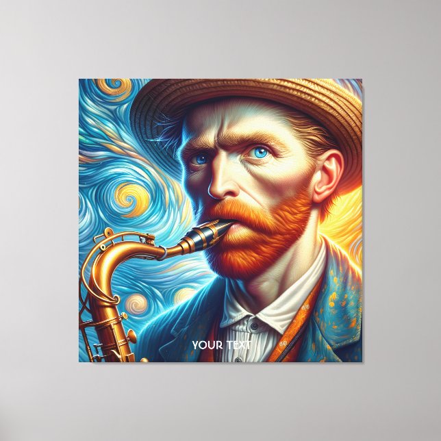 Fantasy Cute Van Gogh Saxophone Canvas Print (Front)