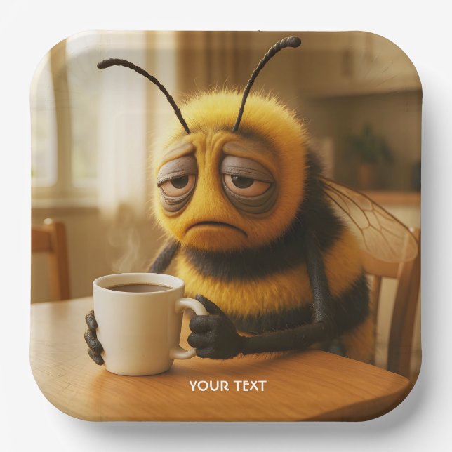 Fantasy Cute Very Tired Bee Paper Plate (Front)