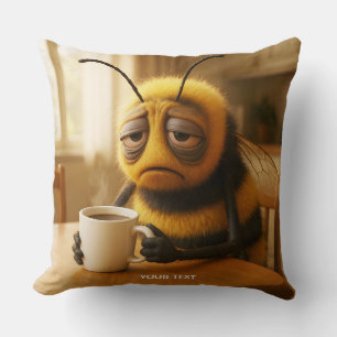 Fantasy Cute Very Tired Bee Throw Pillow