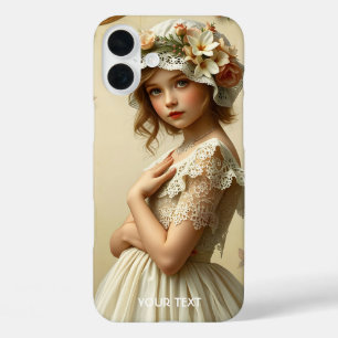 Fantasy Cute Victorian Girl Flowers iPhone 16 Plus Case