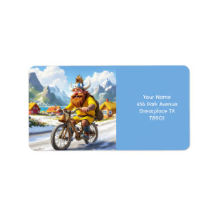 Fantasy Cute Viking Village Bike Label