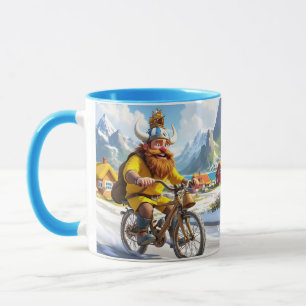 Fantasy Cute Viking Village Bike Mug
