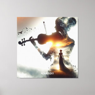 Fantasy Cute Violin Girl Sun Canvas Print