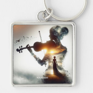 Fantasy Cute Violin Girl Sun Keychain