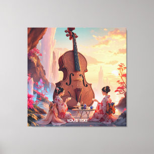 Fantasy Cute Violin Girls Tea Canvas Print