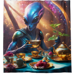 Fantasy Cute Vivid Alien Drinking Tea