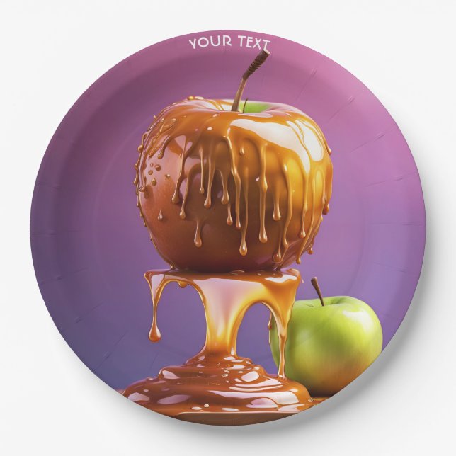 Fantasy Cute Vivid Apple Caramel Syrup Paper Plate (Front)