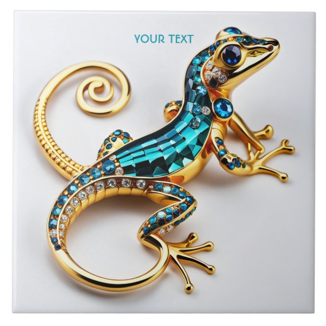 Fantasy Cute Vivid Art Deco Gecko Tile (Front)