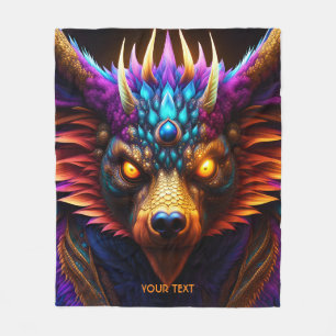 Fantasy Cute Vivid Bear Dragon Rainbow Fleece Blanket