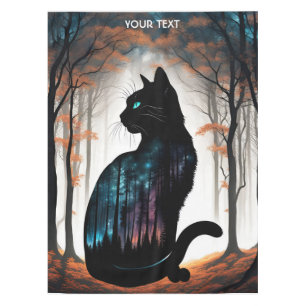 Fantasy Cute Vivid Black Cat Forest Tablecloth