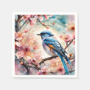 Fantasy Cute Vivid Blossom Bird Tree Napkin