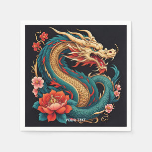 Fantasy Cute Vivid Blue Yellow Dragon Napkin
