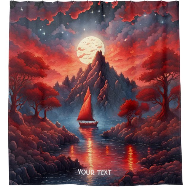 Fantasy Cute Vivid Boat Red Landscape (Front)