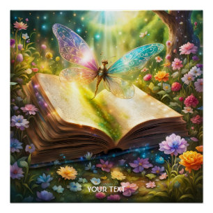 Fantasy Cute Vivid Butterfly Book Forest Poster