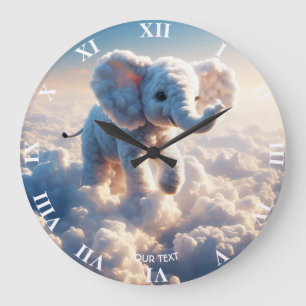 Fantasy Cute Vivid Cloud Elephant Sky Large Clock