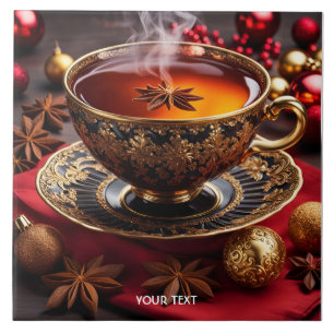 Fantasy Cute Vivid Cup Tea Christmas Tile