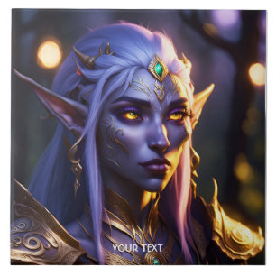 Fantasy Cute Vivid Dark Purple Portrait Tile