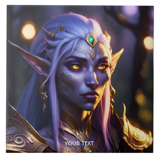 Fantasy Cute Vivid Dark Purple Portrait Tile (Front)