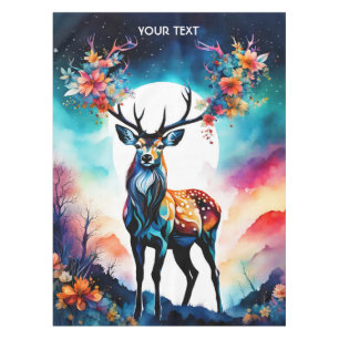 Fantasy Cute Vivid Deer Cubist Style Tablecloth