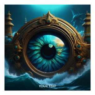 Fantasy Cute Vivid Eye Ocean Storm Poster