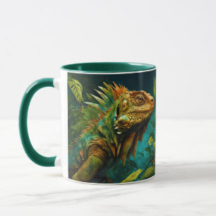 Fantasy Cute Vivid Flowers Majestic Iguana Mug