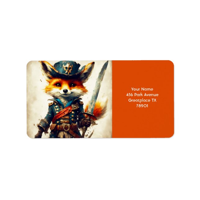 Fantasy Cute Vivid Fox Pirate Cartoon Label (Front)
